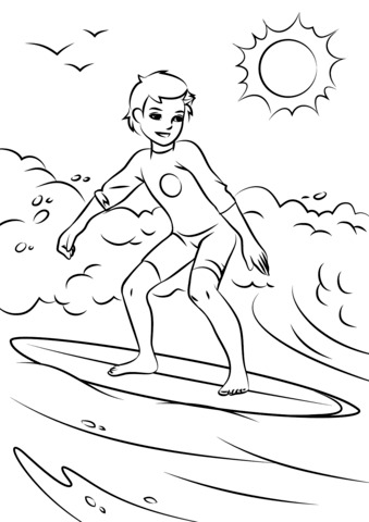 Surfer Boy Coloring Page